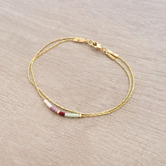Minimalist Delicate Bracelet with Tiny Beads Dainty Thin Chain