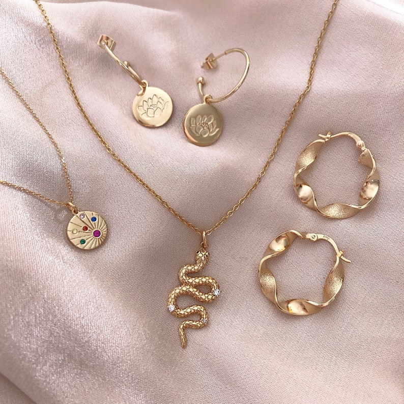 Multicolor CZ Gold Medal Necklace Boho Coin Layering Medallion Necklace Bohemian Engraved Pendant Charm Necklace Gift for Her