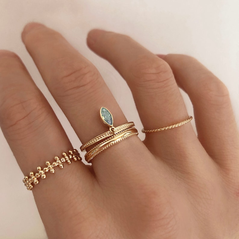 Gold Dotted Crown Ring, Boho Geometric Stacking Ring Gift for Her, Bohemian Modern Everyday Stackable Gold Plated Ring image 2