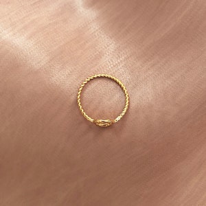 Textured Gold Circle Ring, Boho Geometric Elegant Ring Gift for Her, Simple Feminine & Minimalist Everyday Gold Plated Ring image 4