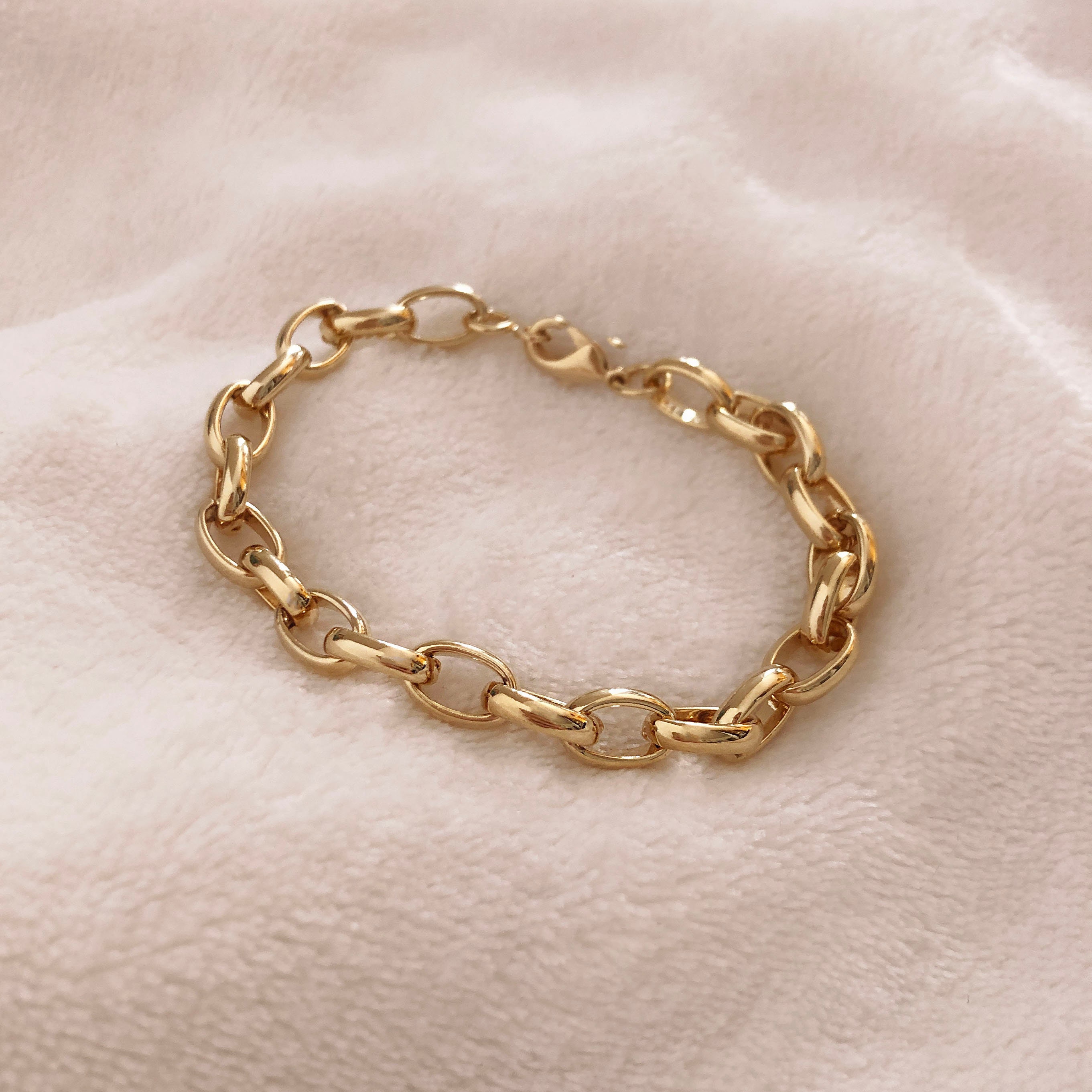 Large gold chain link bracelet sale