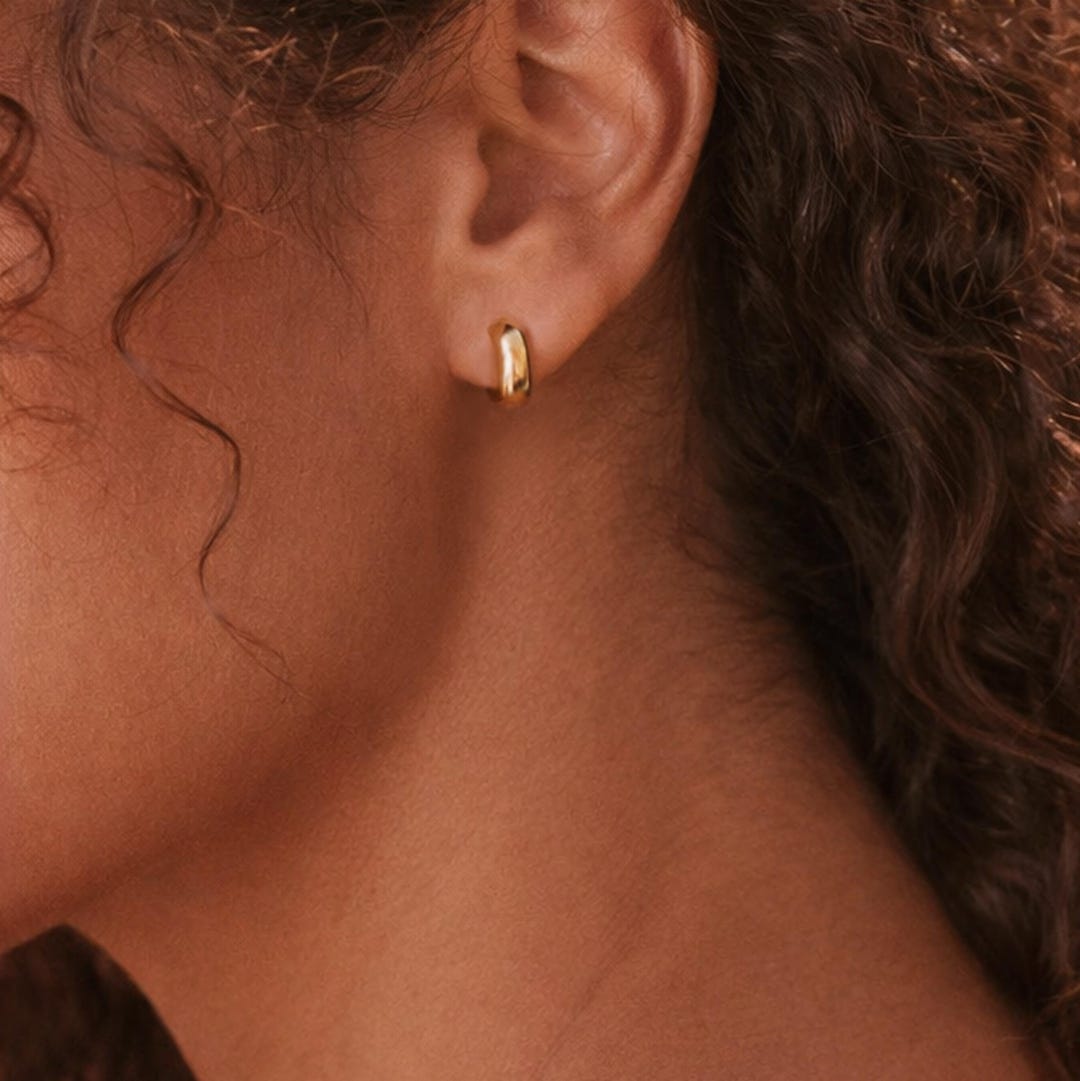 Simple Minimalist Shiny Gold Hoops, Retro Classic Hoop Earrings