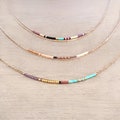 Rose Gold Delicate Necklace with Tiny Beads, 24k Goldplated Elegant Minimalist Dainty Layering Double Chain Layered Jewelry Gift product logo