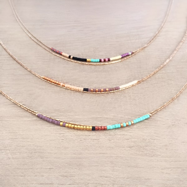 Roségouden delicate ketting met kleine kralen, 24-karaats vergulde elegante minimalistische sierlijke gelaagdheid dubbele ketting gelaagde sieraden cadeau
