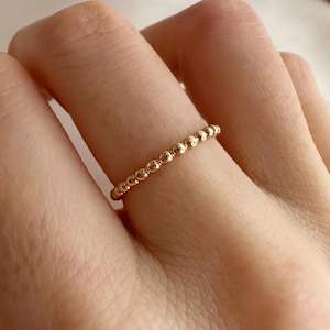 Simple Gold Dotted Ring, Elegant Dainty Boho Beaded Ring, Modern Lovely Delicate Stacking Ring Gift for Her