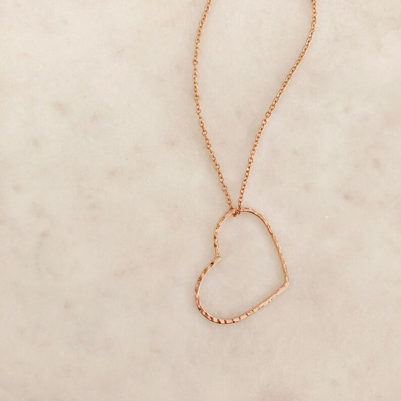 Dainty Gold or Rose Gold Heart Necklace / Romantic Love Boho Layering Necklace, Glamorous Minimal Gift for Girlfriend image 5