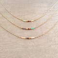 Rose Gold Dainty Beaded Necklace, 24k Goldplated Boho Delicate Minimalist Jewelry Short Layering Necklace Gift for Her product logo