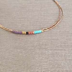 Delicate Rose Gold Bracelet with Tiny Beads, Minimalist Thin Dainty & Colorful Beaded Chain Bracelet, Multicolor Boho Friendship Bracelet afbeelding 6