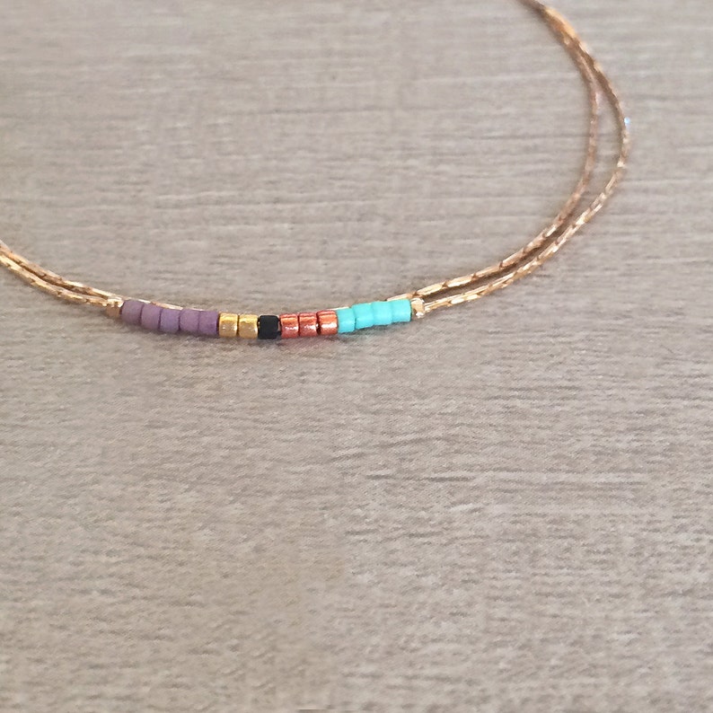 Delicate Rose Gold Bracelet with Tiny Beads, Minimalist Thin Dainty & Colorful Beaded Chain Bracelet, Multicolor Boho Friendship Bracelet afbeelding 6