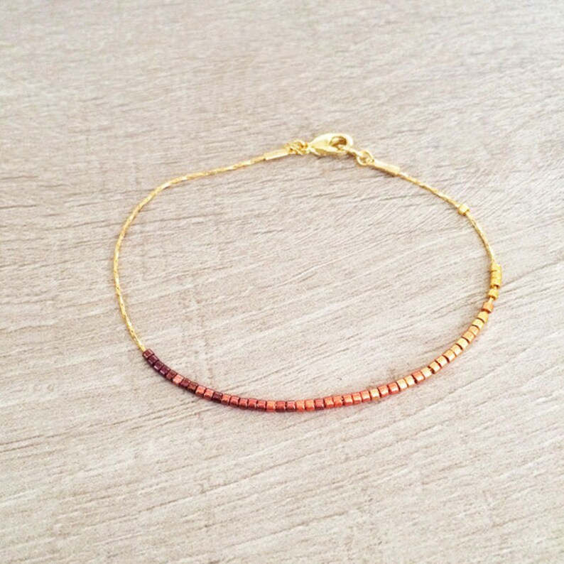 Dainty Ombre Bracelet, Gold or Rose Gold Minimalist Beaded Gradient Chain Bracelet, Delicate & Elegant Holiday Gift for Her image 3