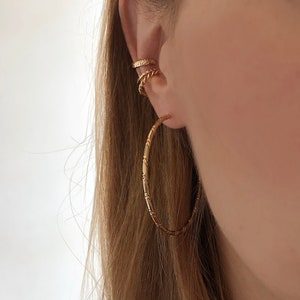 Dainty Gold Twisted Ear Cuff, Non Pierced Ear Hugger, Boho Aztec Simple Faux Piercing Earcuff for Cartilage image 8