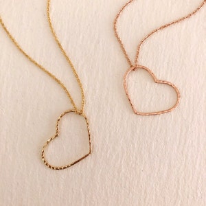 Dainty Gold or Rose Gold Heart Necklace / Romantic Love Boho Layering Necklace, Glamorous Minimal Gift for Girlfriend image 10