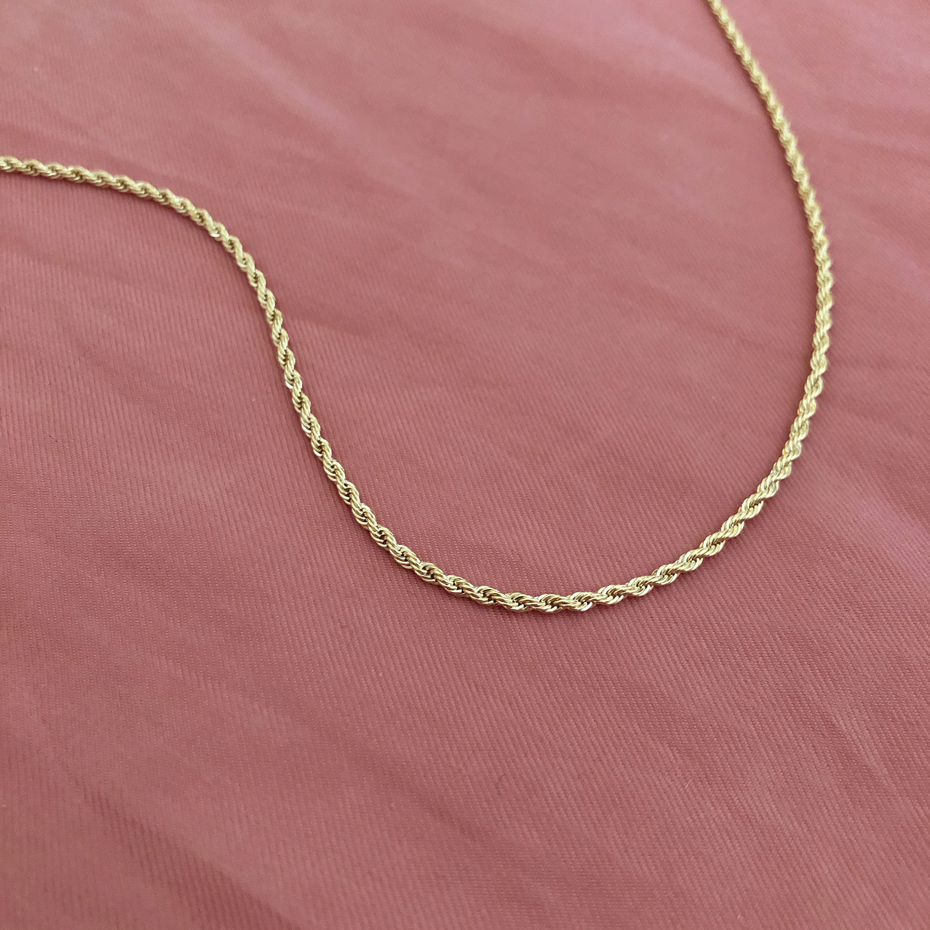 Dainty Twisted Gold Rope Chain Necklace 