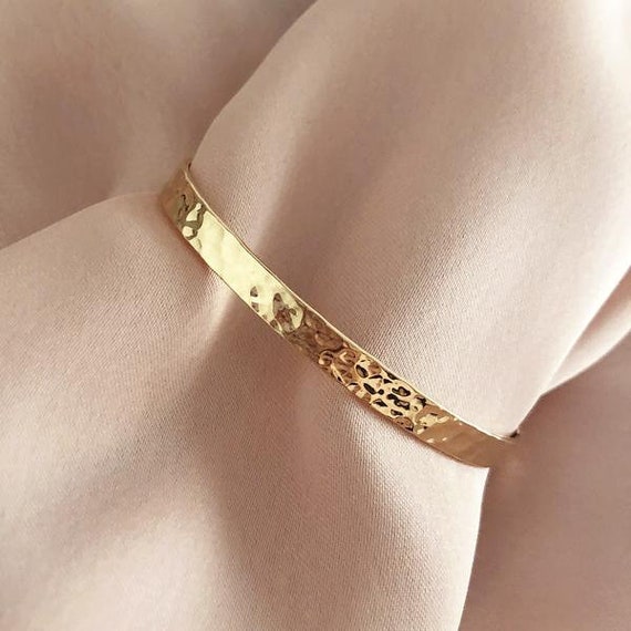 Elegant Gold Hammered Cuff, Gift for Her Modern Textured
