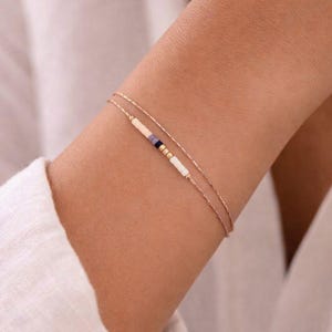 Delicate Rose Gold Bracelet with Small Beads, Dainty Beaded Minimalist Thin Bracelet, 24k Goldplated Boho Jewelry Gift for Woman image 9