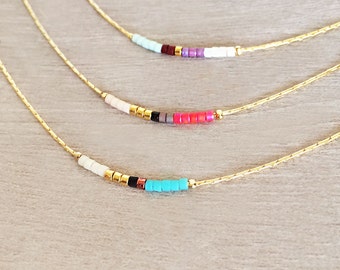 Gold Delicate Necklace With Tiny Beads 