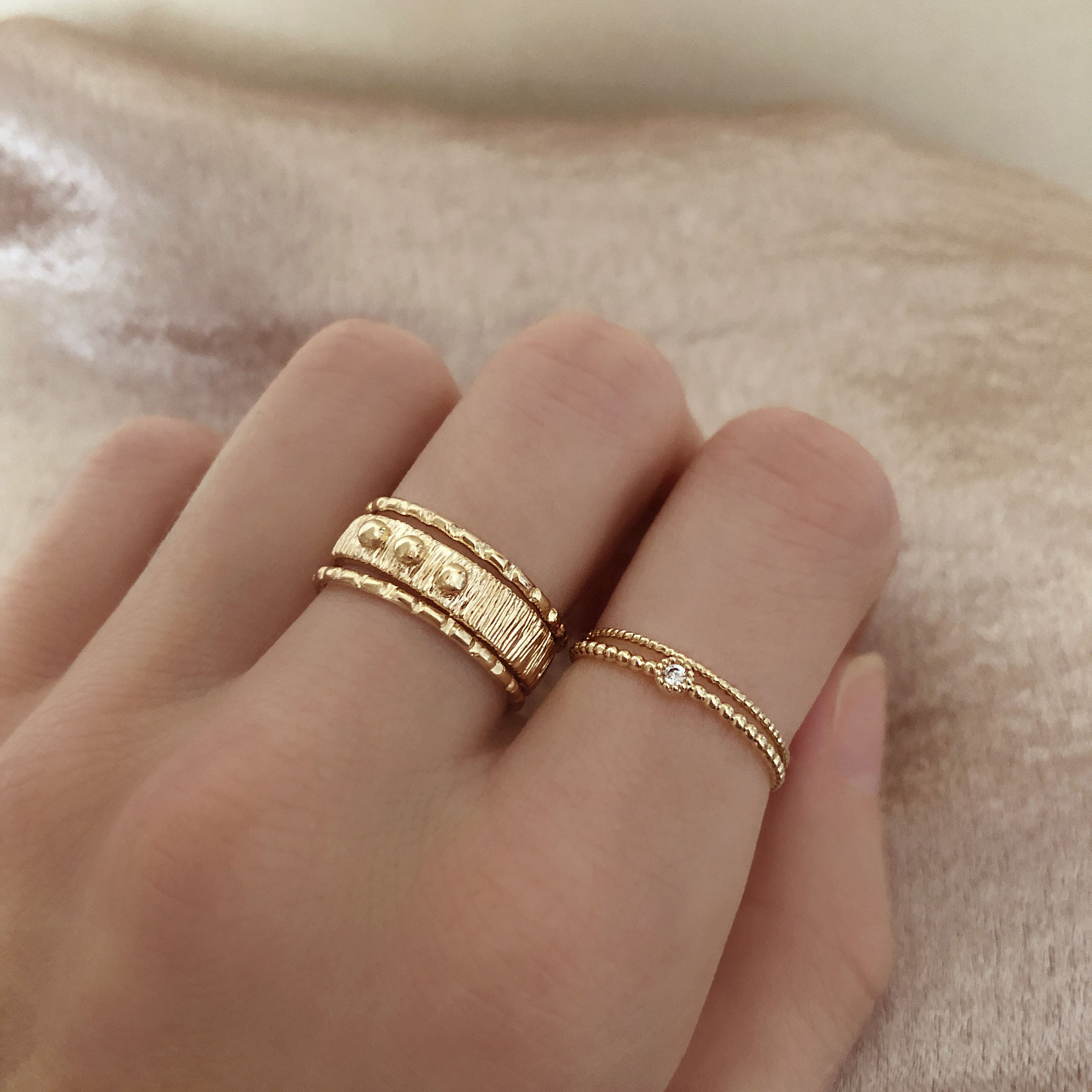 Textured Gold Band Ring Stackable Simple Thick Gold Ring for Etsy