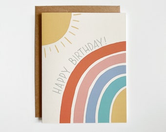 Tarjeta de cumpleaños arcoíris, para amigos, mamá, papá, hermano, hermana, marido, esposa, hijo, hija, niño, alegre y divertido regalo de tarjeta de felicitación moderna