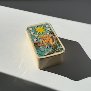 Porta-baralho de tarô/caixa de armazenamento - The Star - Cerâmica artesanal, decoração única para casa