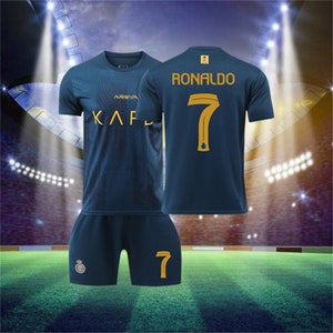 23/24 Al Nassr Away Soccer Jersey Set, #7 Ronaldo, Soccer Jersey And Shorts Set, Size For Child's And Adult's, Gift For Men And Kids