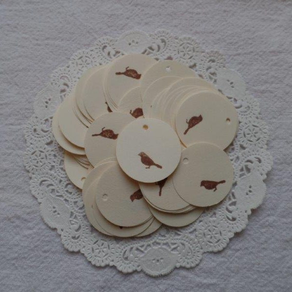 100 Price Tags ~ Little Bird Round Hang Tags ~ Retail Business Supply