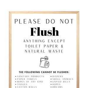 Cartello per il bagno Airbnb / Carta igienica solo scarico / Cartello per il bagno stampabile / Poster per il bagno Airbnb