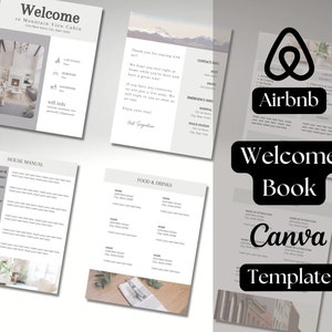 Szablon powitalnej księgi Airbnb | Przewodnik po domach Airbnb Canva | Przewodnik Airbnb | Księga gości VRBO | Wynajem wakacyjny
