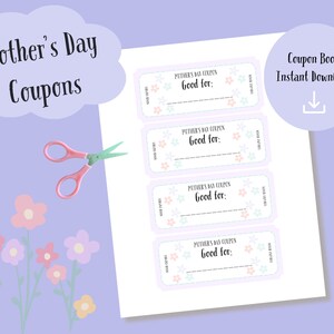 Mothers Day Coupon Book, Printable Coupon Book, Custom Coupon Book, Coupon Book for Her