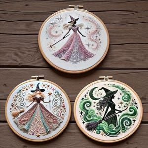 Halloween Magic Witch Embroidery Kit for Beginners, Mysterious Embroidery Kit Cross Stitch, Hand Embroidery Kit Gift, DIY Starter Craft Kit