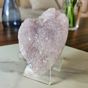 Pink Amethyst Flower Agate Druzy Freeform Cluster