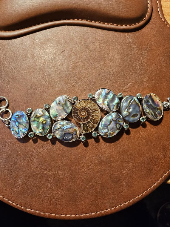 ABALONE, TOPAZ and AMMONITE Fossil Set in Sterlin… - image 2