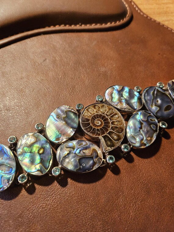 ABALONE, TOPAZ and AMMONITE Fossil Set in Sterlin… - image 3