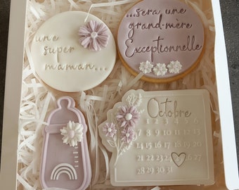 Annonce grossesse | Annonce originale | Bébé arrive | Biscuits | Coffret cadeau | Future mamie | Future tata | Bientôt papy | 1 + 1 = 3