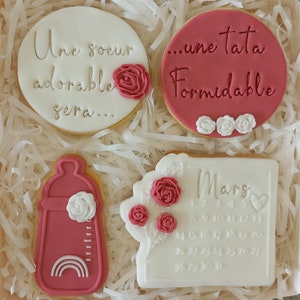 Annonce grossesse | Annonce originale | Bébé arrive | Biscuits | Coffret cadeau | Future mamie | Future tata | Bientôt papy | 1 + 1 = 3