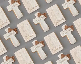 Personalized Baptism or Communion Biscuits - Customizable Name - Party Favor or Table Decoration - Handmade Biscuit (min. 10 biscuits)