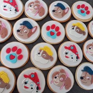 Galletas personalizadas de Paw Patrol (mínimo 10) | Tarta de cumpleaños | Tema personalizado | Cumpleaños infantil de Paw Patrol