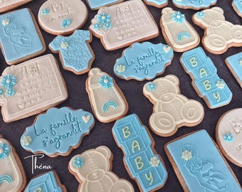 Annonce grossesse | Fête prénatale | Sexe bébé | Baby shower | Souvenir invités | Biscuits personnalisés | Future maman (min. 10 biscuits)