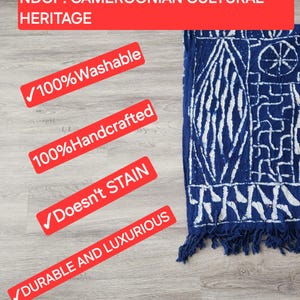 Authentic Bamileke Ndop Fabric | Handwoven Cotton Indigo Dye | Washable Royal Textile | Cameroon bild 2