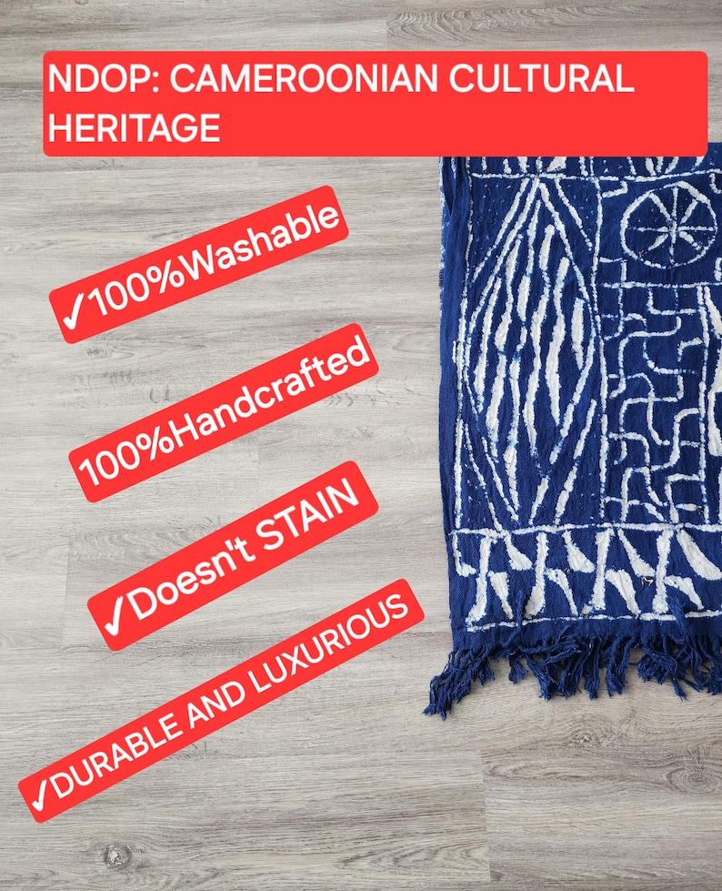 Authentic Bamileke Ndop Fabric | Handwoven Cotton Indigo Dye | Washable Royal Textile | Cameroon bild 2