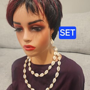 Cowrie Shell Necklace Handmade | African Brass Chain Adjustable | Bamileke Heritage Jewelry SET
