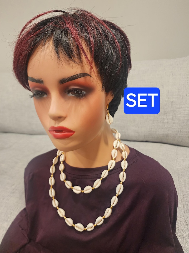 Cowrie Shell Necklace Handmade | African Brass Chain Adjustable | Bamileke Heritage Jewelry SET