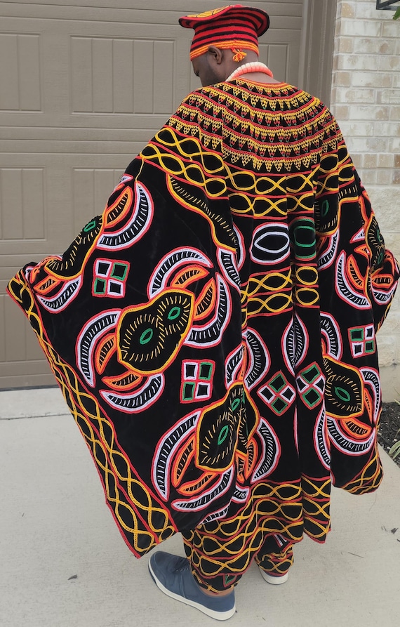Hand Embroidered Toghu Outfit: Bamenda Cameroon Traditional Wear