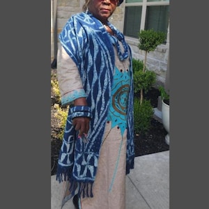 Authentic Bamileke Ndop Scarf | Handwoven Cotton Indigo Dye | African Heritage Wrap | Unisex immagine 9