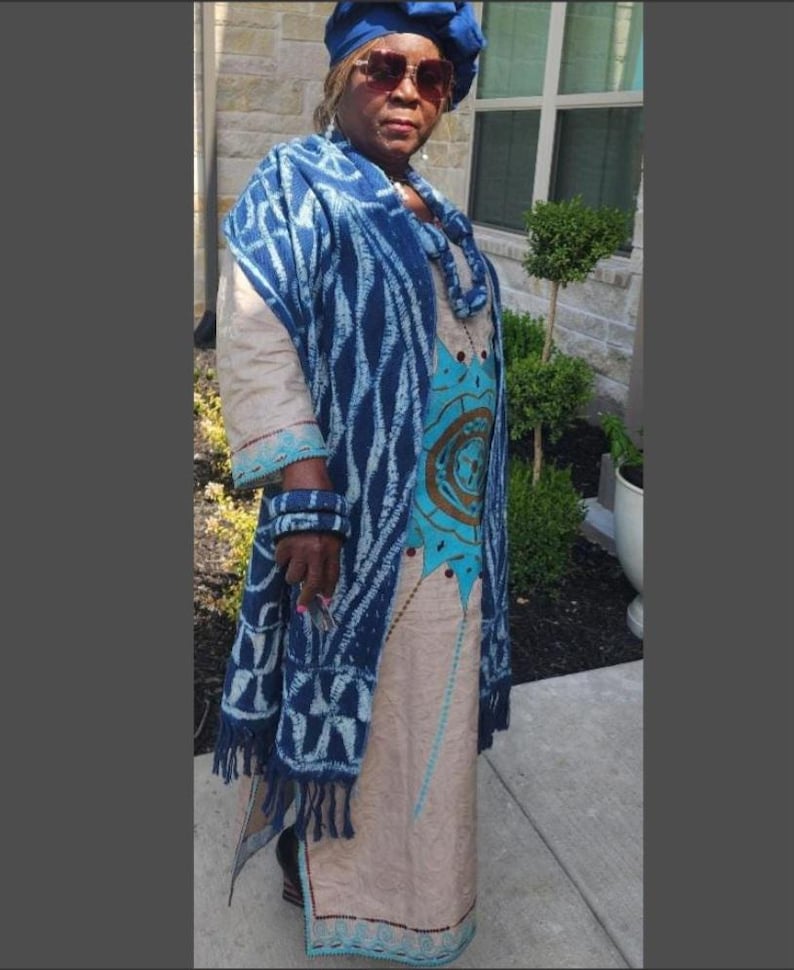 Authentic Bamileke Ndop Scarf | Handwoven Cotton Indigo Dye | African Heritage Wrap | Unisex immagine 9