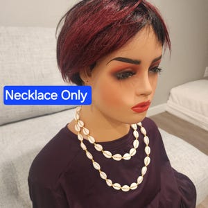 Cowrie Shell Necklace Handmade | African Brass Chain Adjustable | Bamileke Heritage Jewelry NECKLACE ONLY