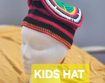 Bamenda  toghu  hat for kids/Traditional Bamileke Handwoven hat .