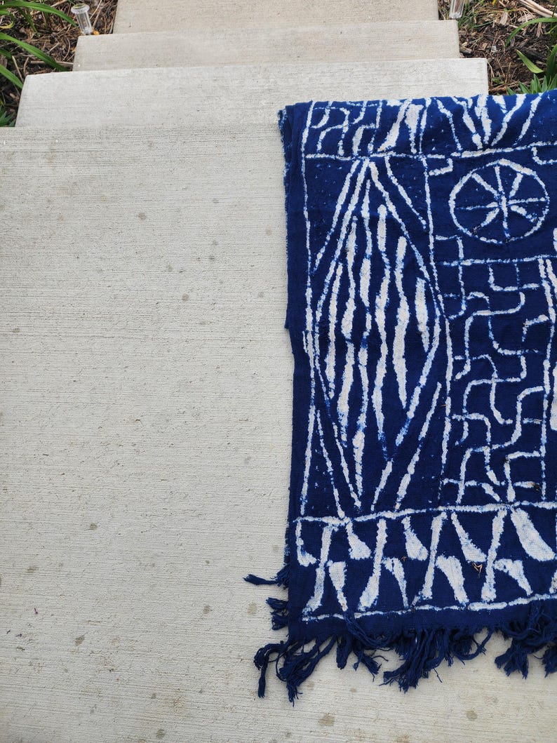 Authentic Bamileke Ndop Fabric | Handwoven Cotton Indigo Dye | Washable Royal Textile | Cameroon bild 11