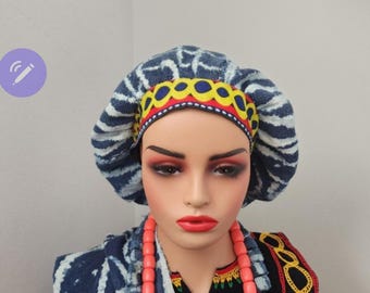 Authentic Ndop  Hat, Cameroon Bamileke Toghu Ribbon hat ,Traditional cap