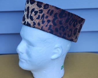 Handmade Velvet Mobutu Hat: Traditional African Leopard Print Unisex Cap