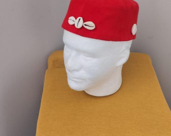 Handmade Velvet Cowrie Hat - African Igbo Ozo Cap/ traditional cap.